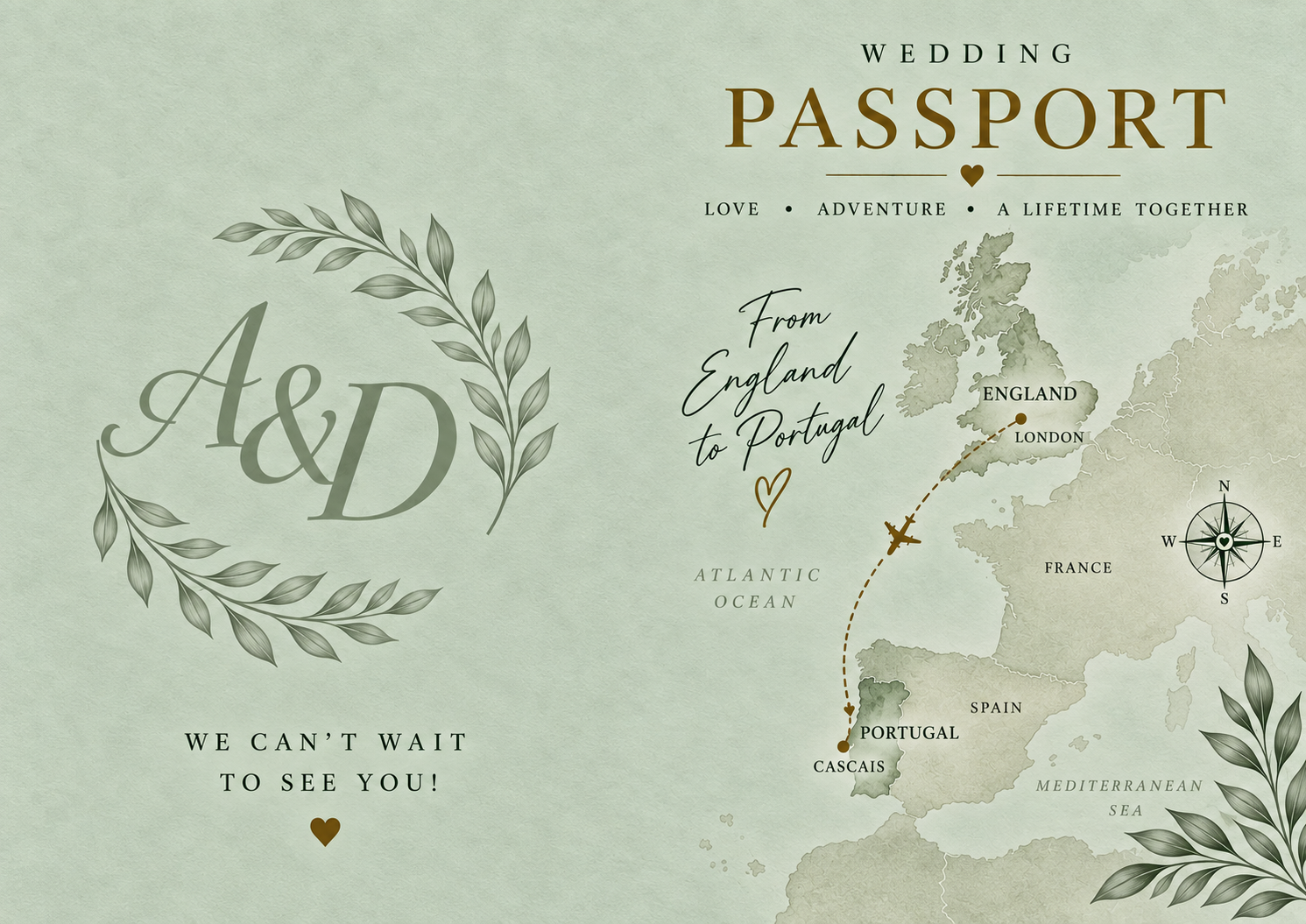 Wedding passport — England to Portugal